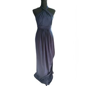 WHITE by Vera Wang Navy Halter Maxi Dress Size 0 Formal Bridesmaid Evening Gown